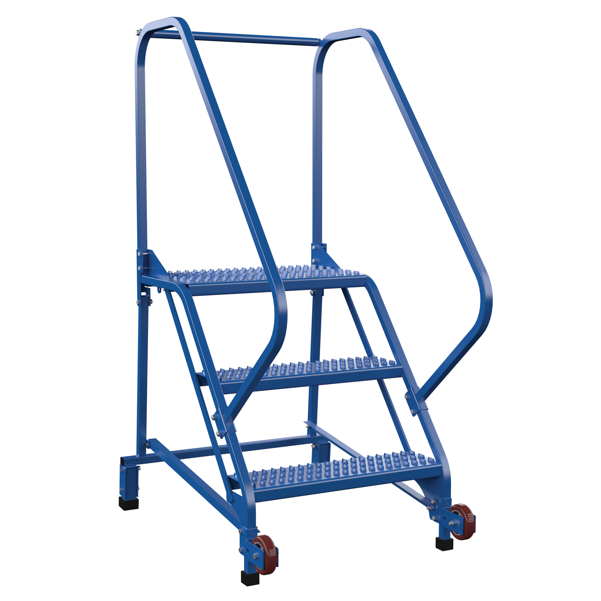 Vestil Tip-N-Roll 3-Step Rolling Ladder - 60in. Height, Steel, Non-Slip Grip, Model# LAD-TRN-50-3-G